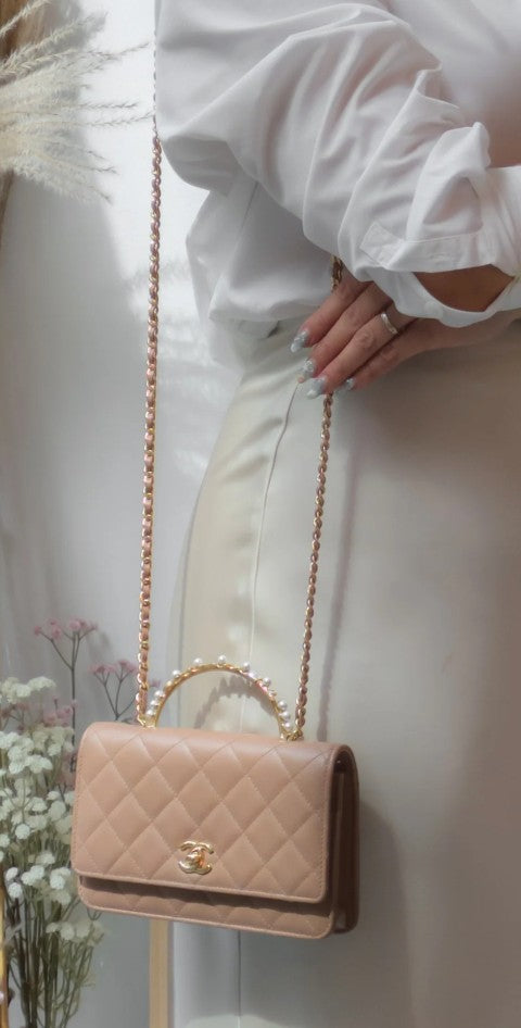 Torebka Chanel WOC z rączką 3B Dark Beige Lambskin/Gold