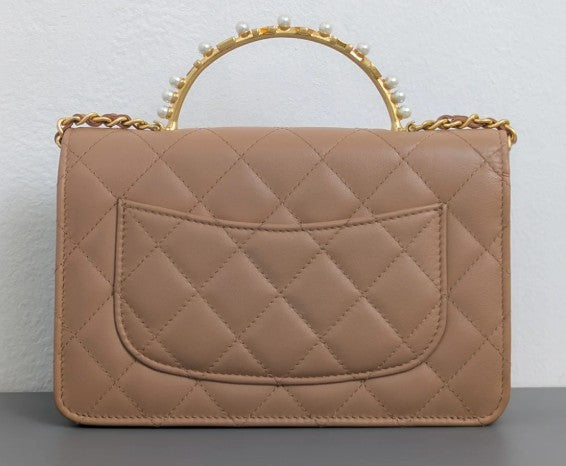 Torebka Chanel WOC z rączką 3B Dark Beige Lambskin/Gold