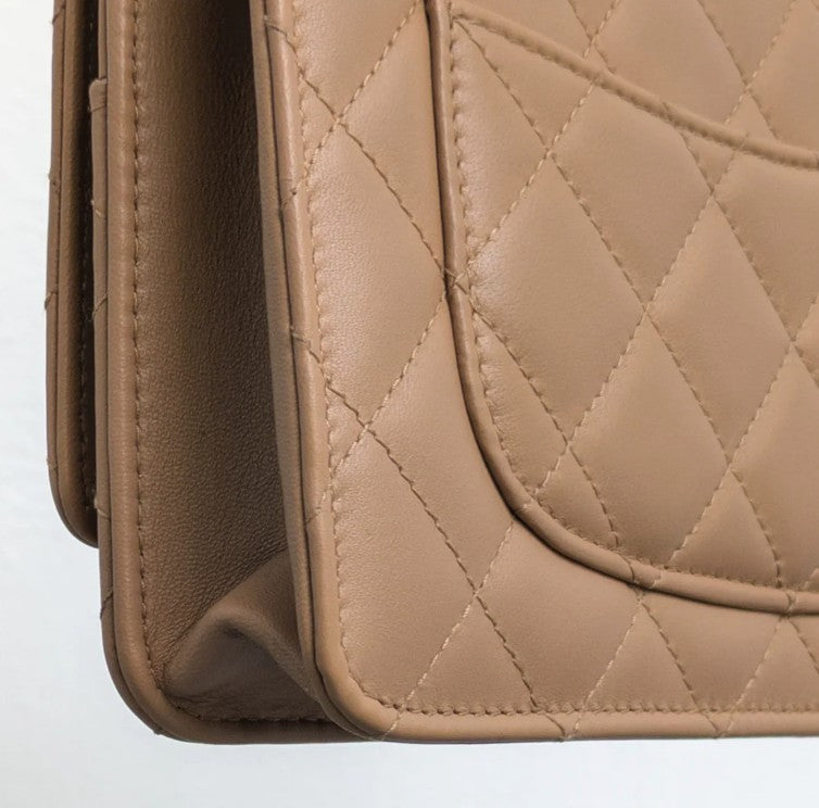 Torebka Chanel WOC z rączką 3B Dark Beige Lambskin/Gold