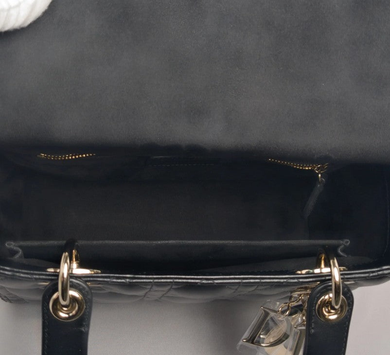 Torebka Lady Dior medium black lambskin/gold NOWA