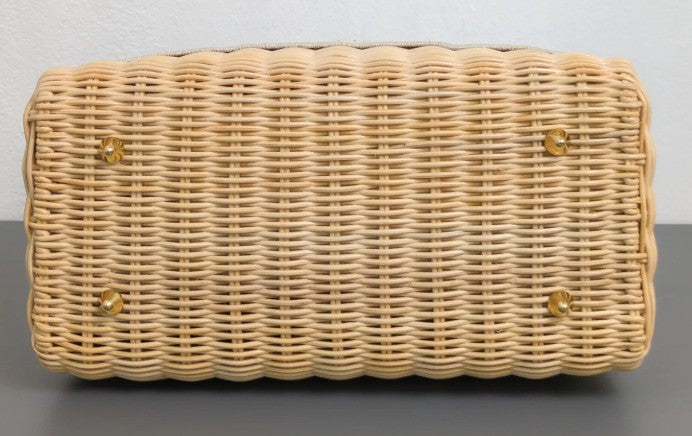 Torebka koszyk Lady Dior medium Beige Oblique Natural Wicker/Brushed Gold