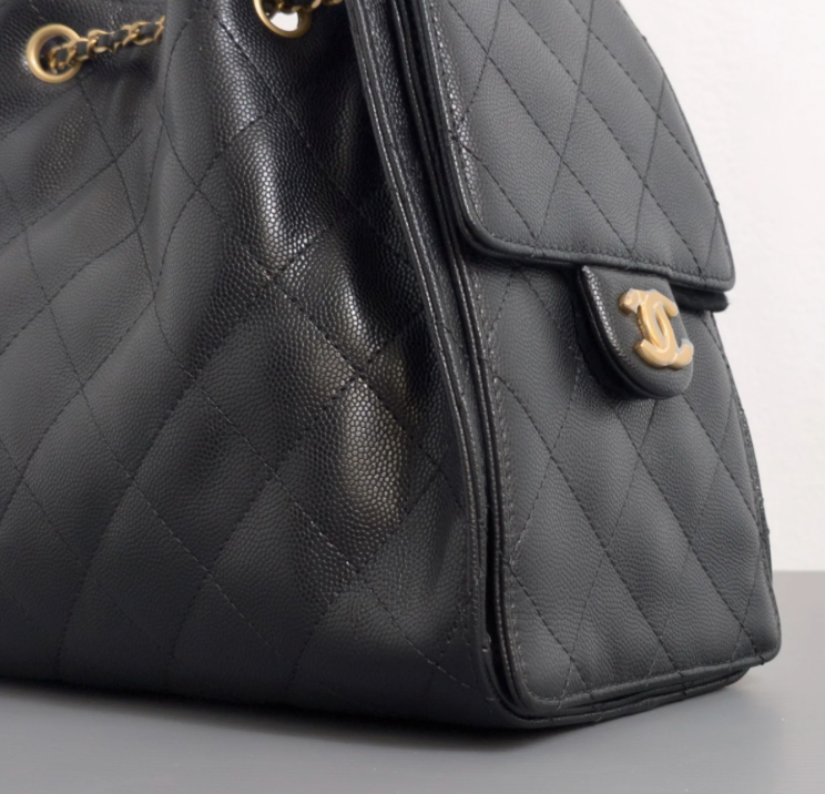 Torebka Chanel 25 large black caviar/gold new