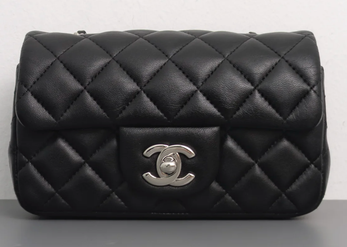 Torebka Chanel Mini Rectangle black lambskin/silver PERFECT