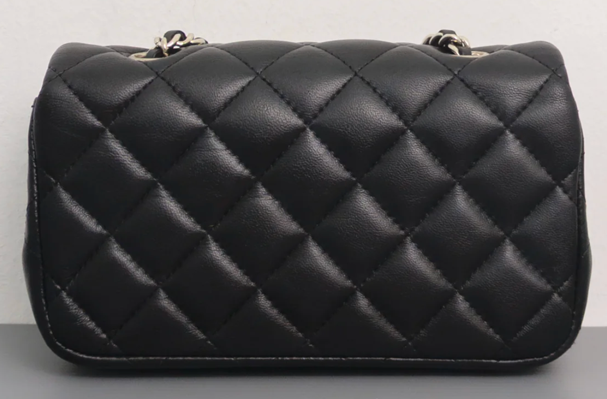 Torebka Chanel Mini Rectangle black lambskin/silver PERFECT