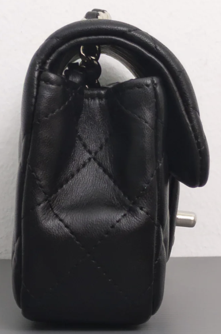 Torebka Chanel Mini Rectangle black lambskin/silver PERFECT