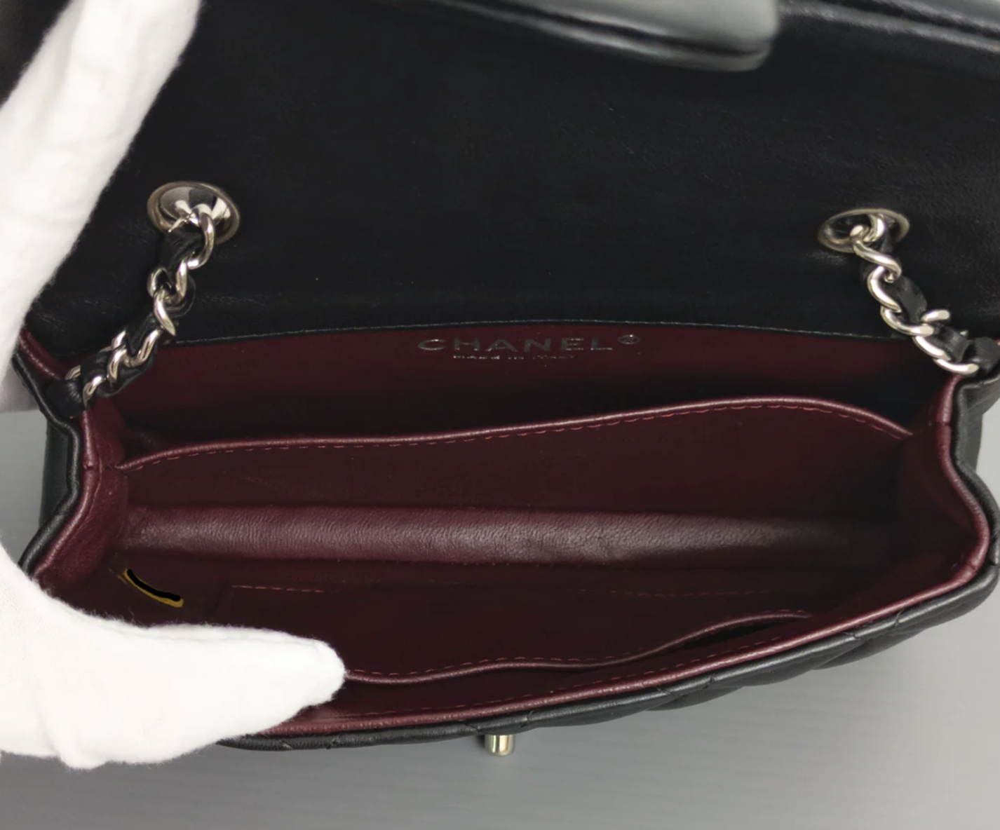 Torebka Chanel Mini Rectangle black lambskin/silver PERFECT