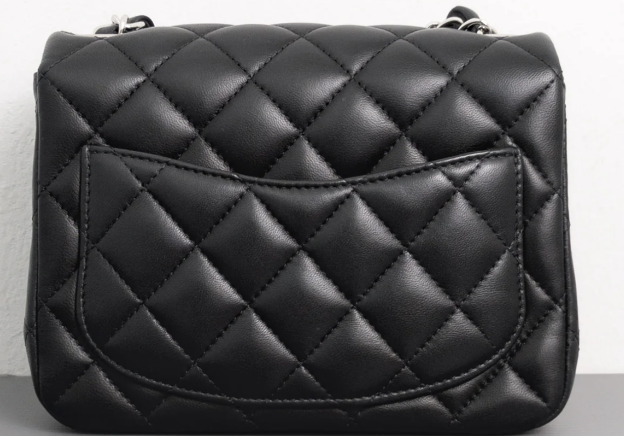 Torebka Chanel Mini Square black lamb/silver PERFECT