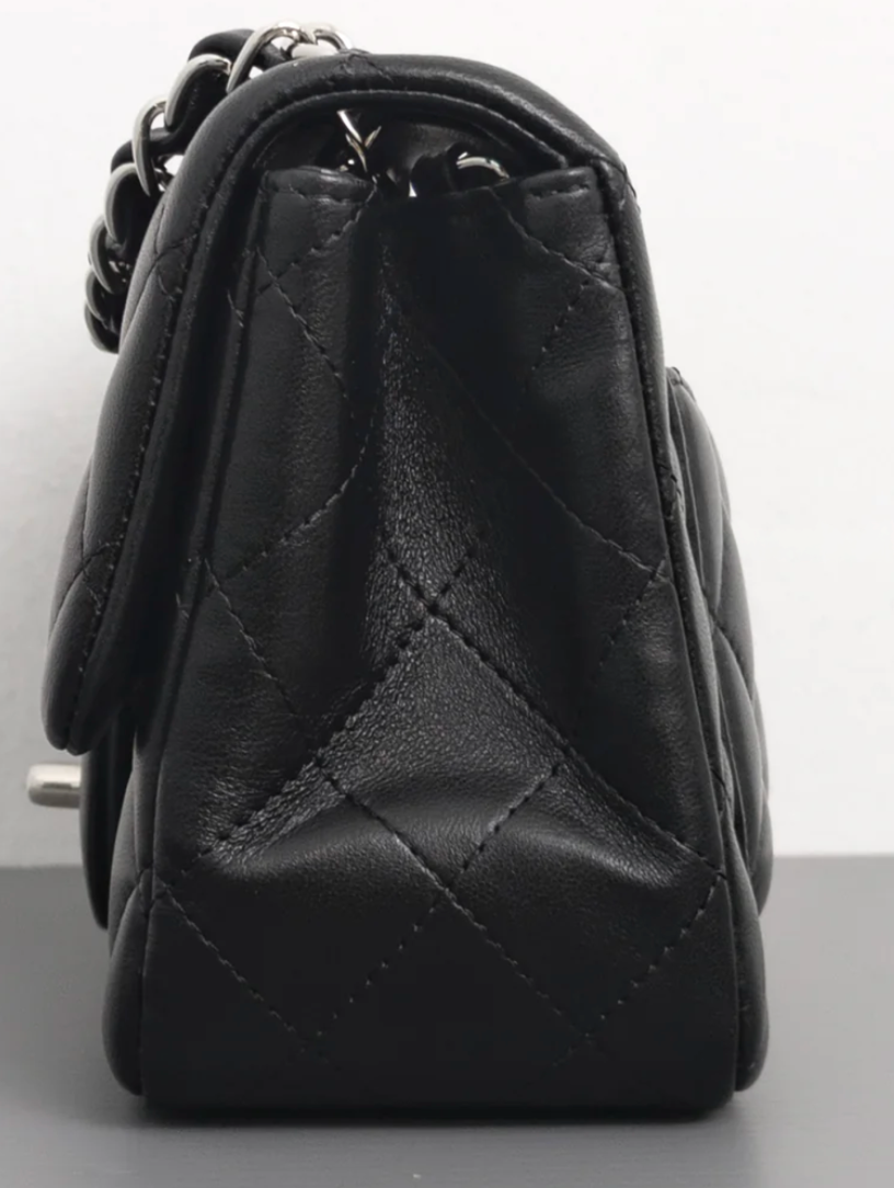 Torebka Chanel Mini Square black lamb/silver PERFECT