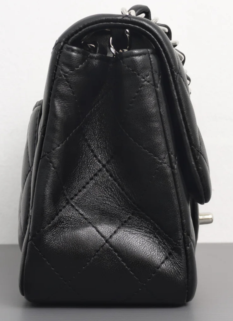 Torebka Chanel Mini Square black lamb/silver PERFECT