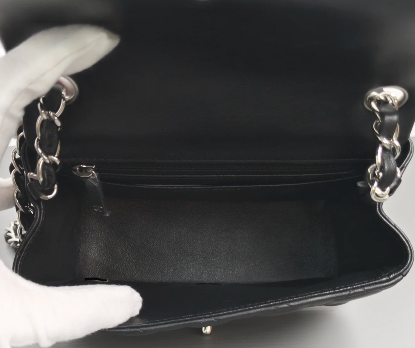 Torebka Chanel Mini Square black lamb/silver PERFECT