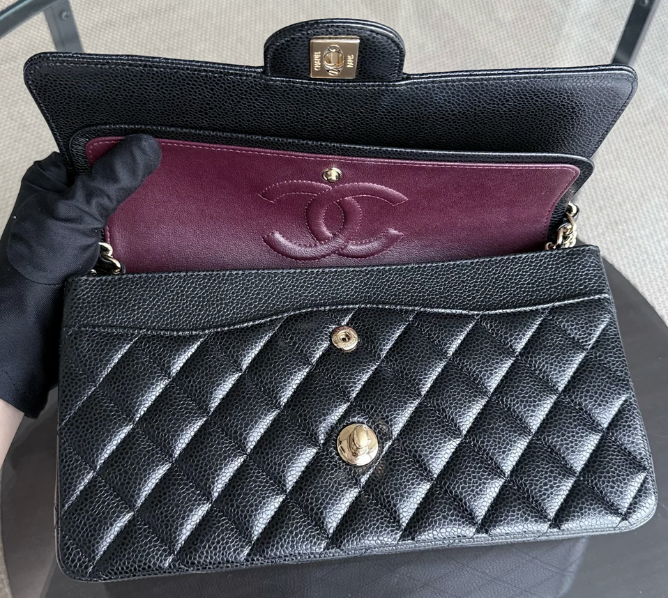 Torebka Chanel classic flap medium black caviar/gold hdw 2018r. NOWA