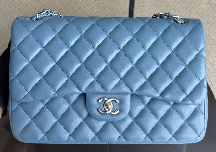 Torebka Chanel jumbo lamb blue/silver 2013