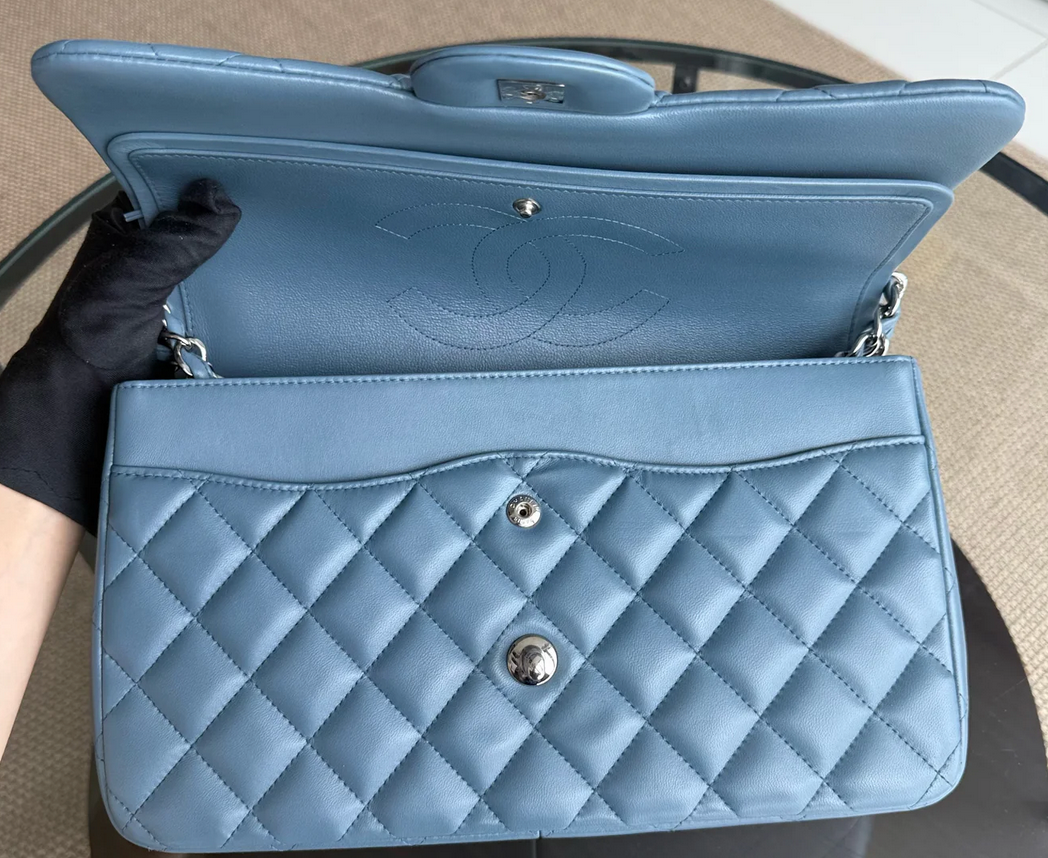 Torebka Chanel jumbo lamb blue/silver 2013