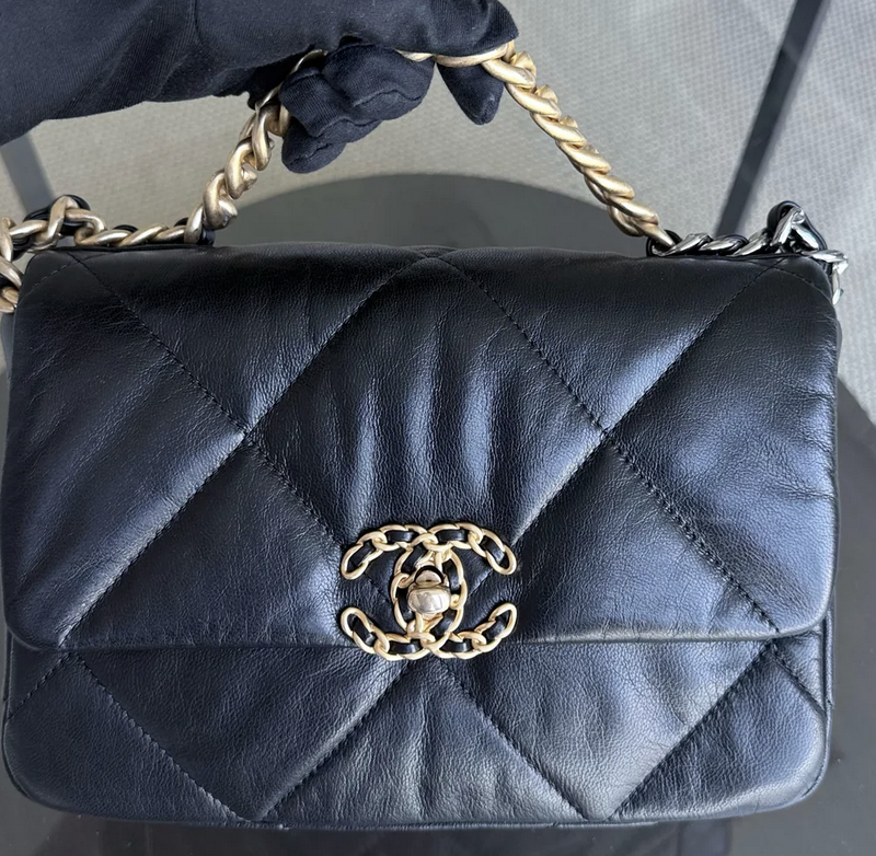 Torebka Chanel 19 small goatskin black multicolored 2020 FULL SET