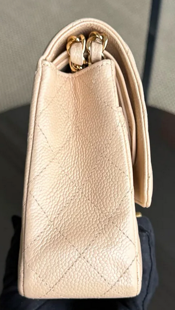 Torebka Chanel medium caviar beige/gold 2012 FULL SET