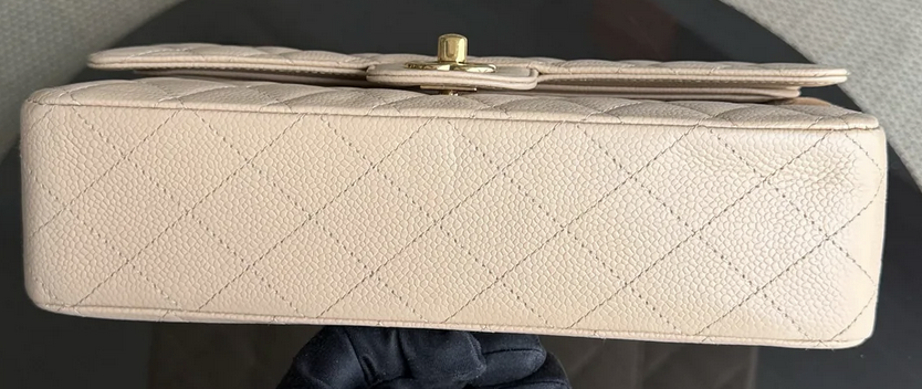 Torebka Chanel medium caviar beige/gold 2012 FULL SET
