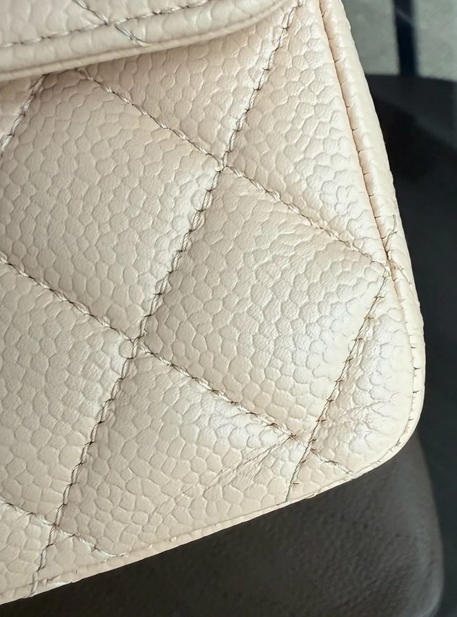 Torebka Chanel medium caviar beige/gold 2012 FULL SET