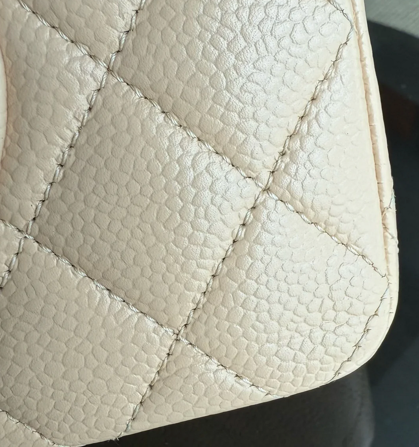 Torebka Chanel medium caviar beige/gold 2012 FULL SET