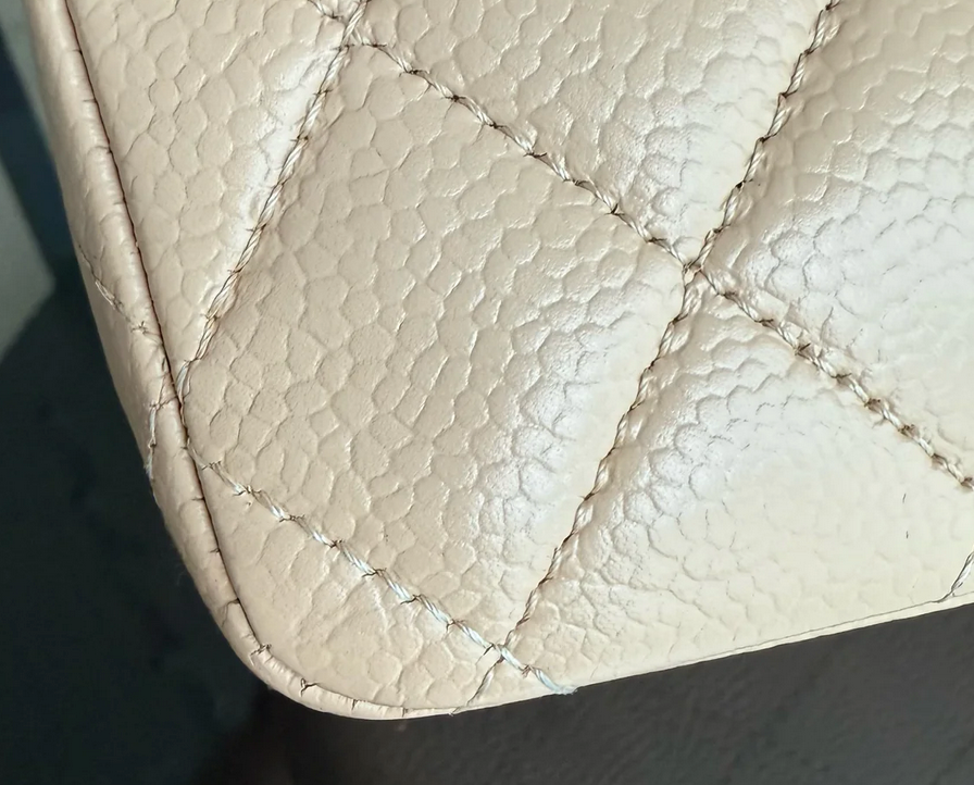Torebka Chanel medium caviar beige/gold 2012 FULL SET