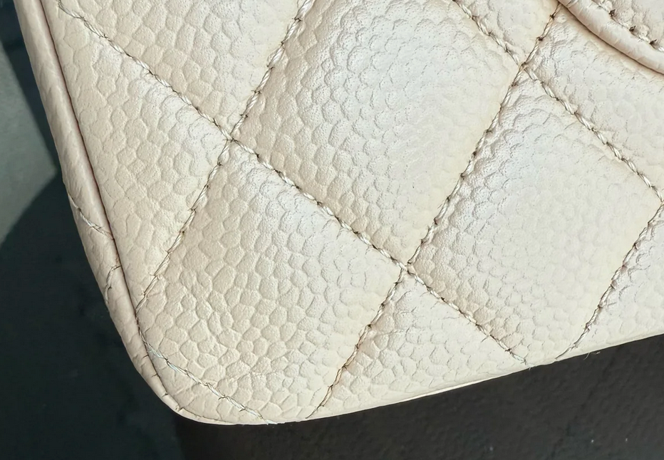 Torebka Chanel medium caviar beige/gold 2012 FULL SET