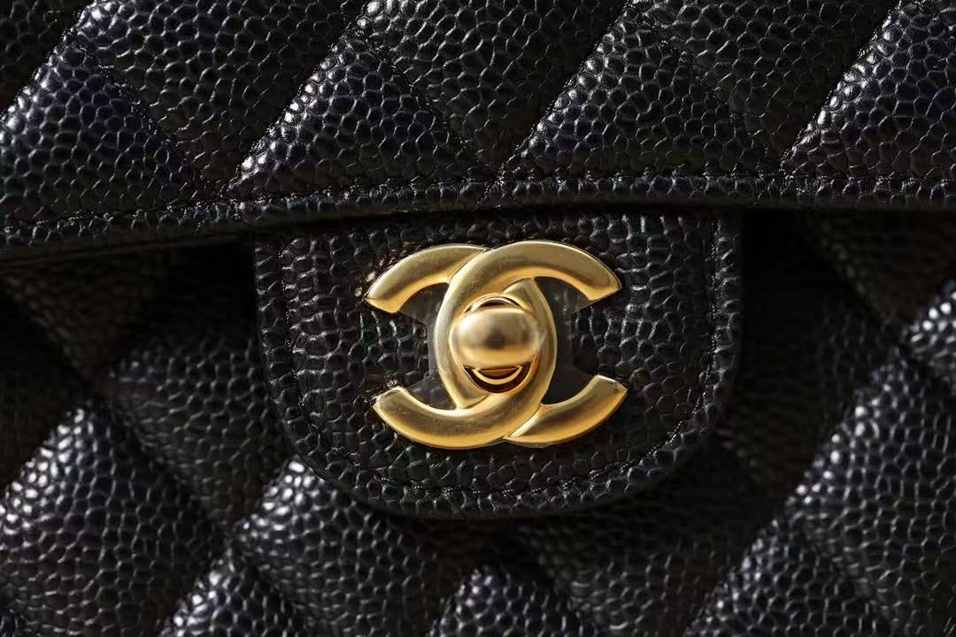 Torebka Chanel medium classic caviar black/gold new