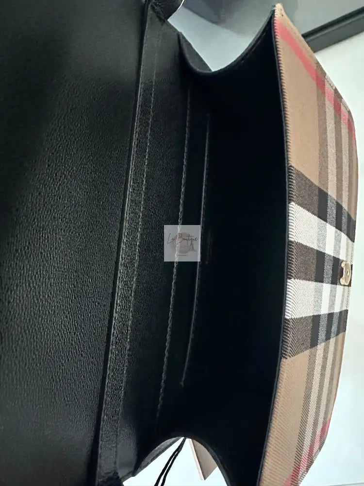 Klasyczna Listonoszka Burberry Czarna W Kratę Medium Nowa