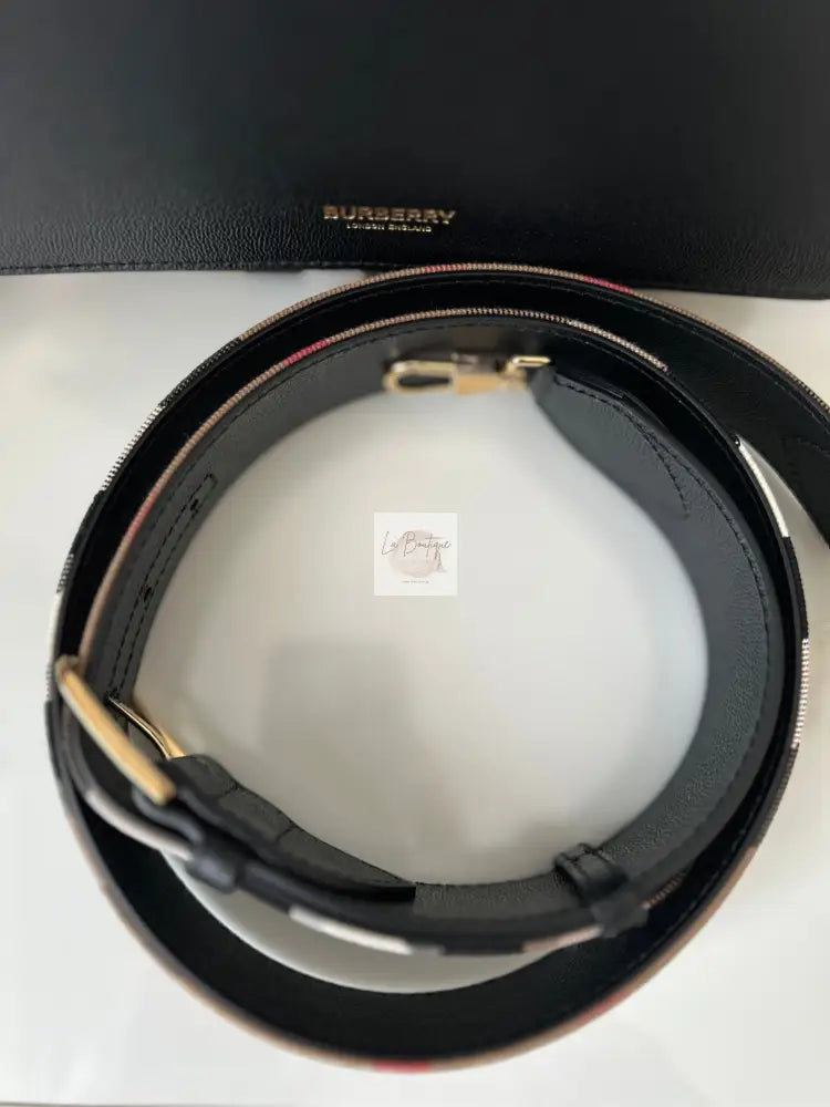 Klasyczna Listonoszka Burberry Czarna W Kratę Medium Nowa