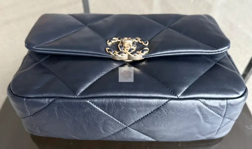 Torebka Chanel 19 small dark navy/gold hdw 2021 z rachunkiem