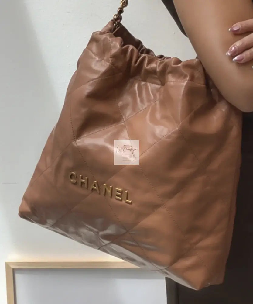 Torebka Chanel 22 medium caramel/gold nowa