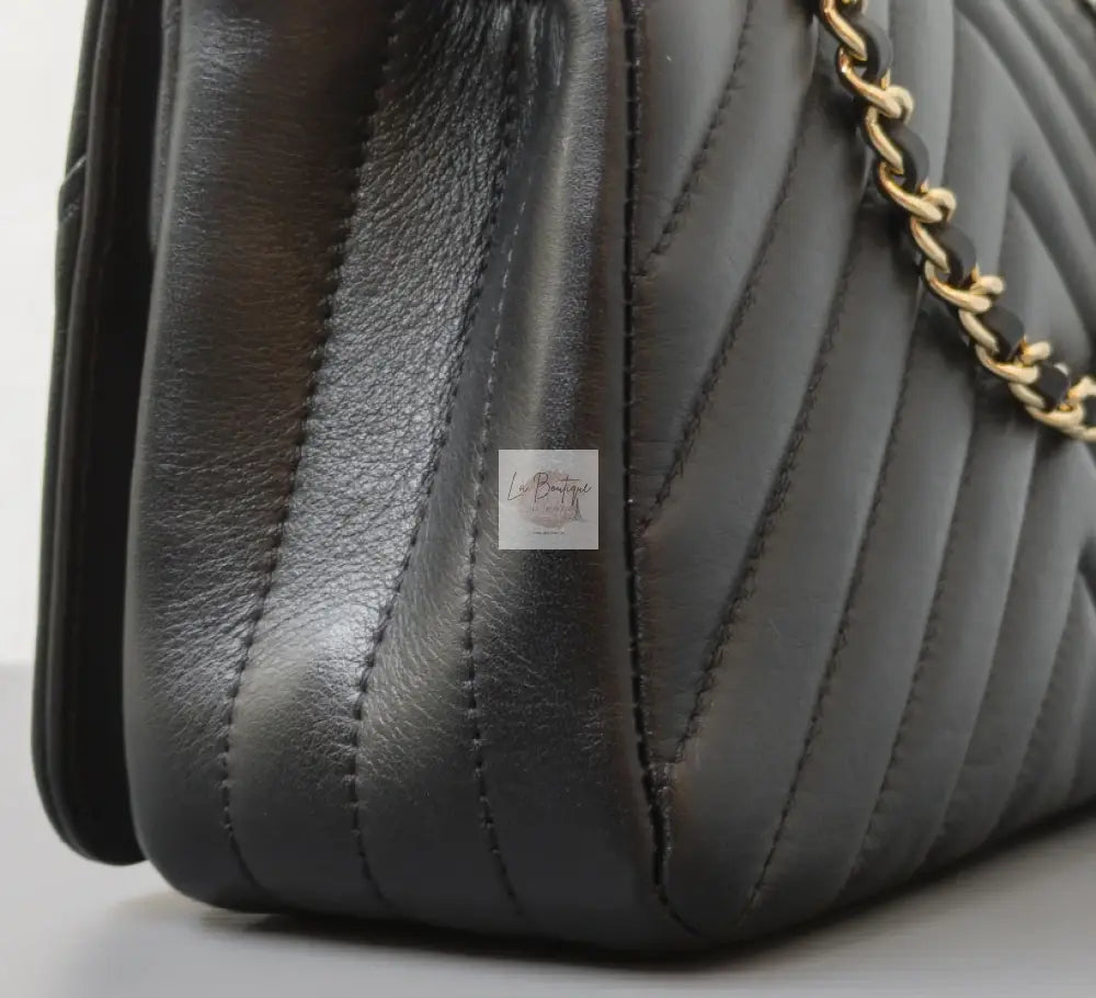 Torebka Chanel Chevron Mini | Black Lambskin Light Gold Hardware 2019 jak nowa