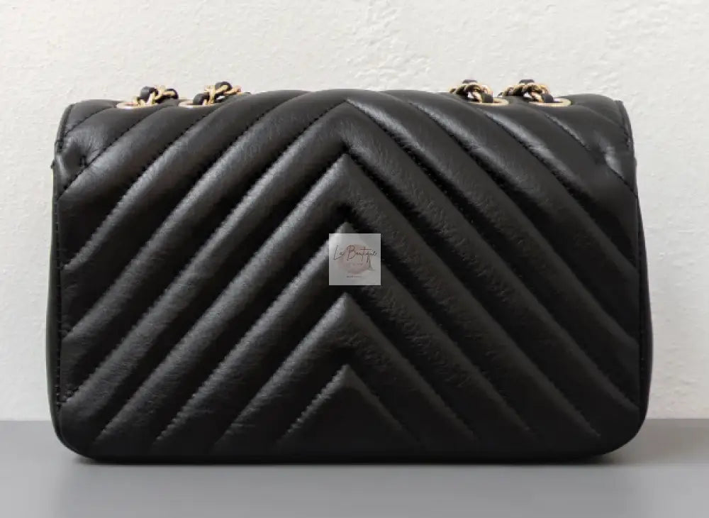 Torebka Chanel Chevron Mini | Black Lambskin Light Gold Hardware 2019 jak nowa