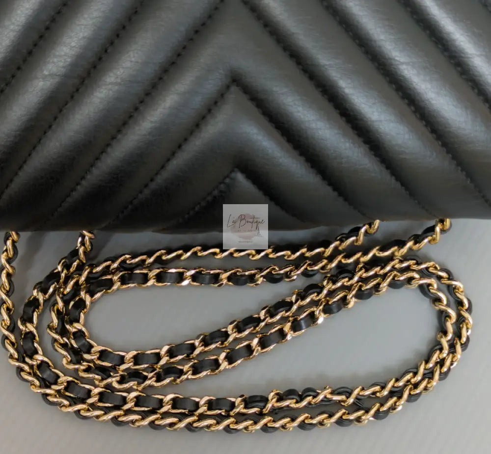 Torebka Chanel Chevron Mini | Black Lambskin Light Gold Hardware 2019 jak nowa