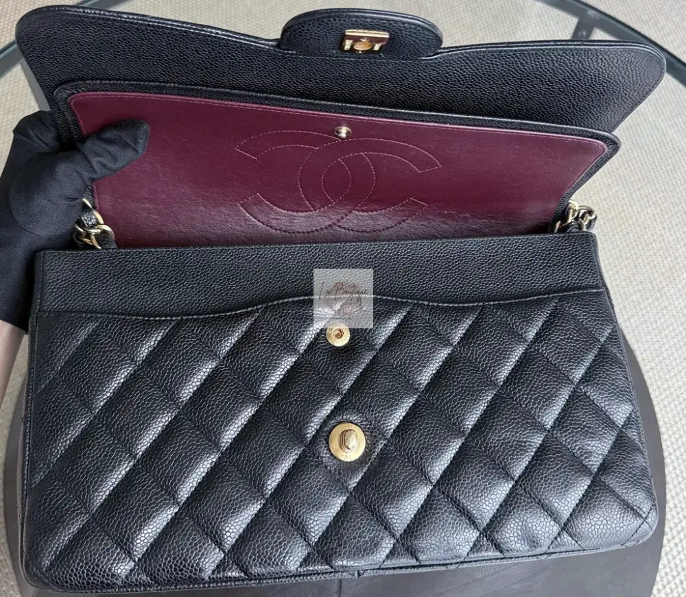 Torebka Chanel classic double flap jumbo black/gold hdw caviar