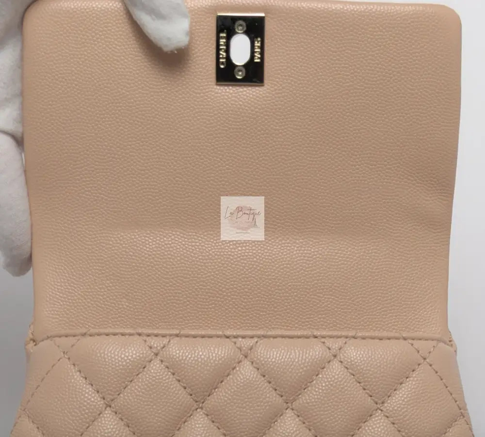 Torebka Chanel Coco Handle mini pink beige/gold hdw caviar