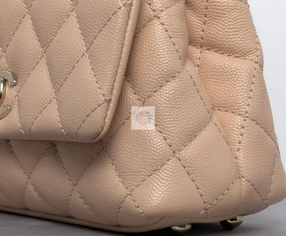 Torebka Chanel Coco Handle mini pink beige/gold hdw caviar