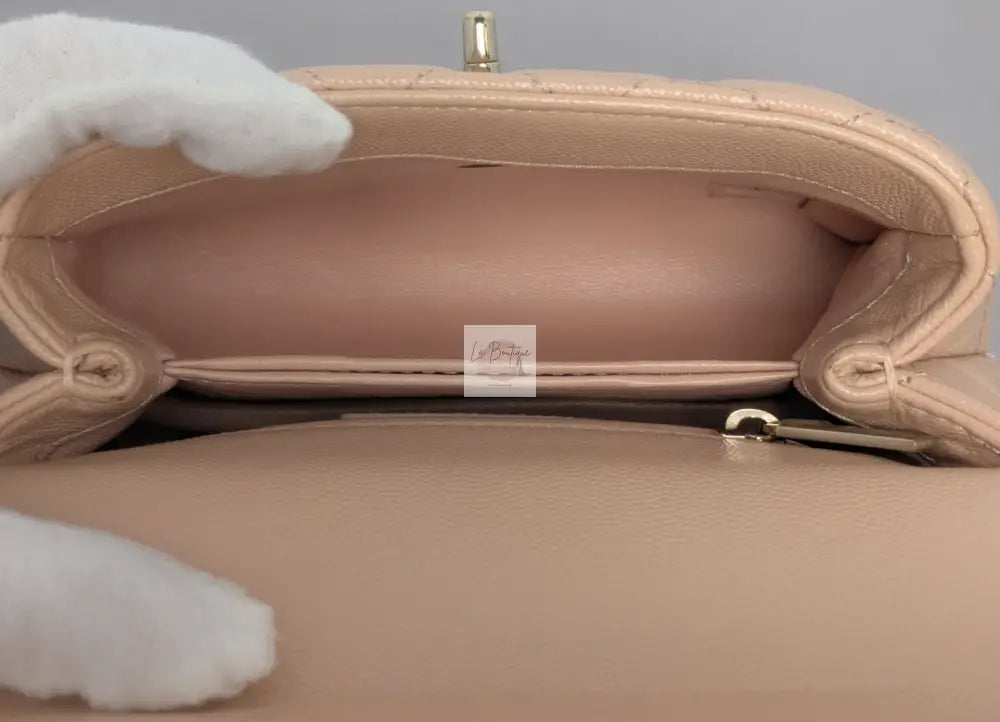 Torebka Chanel Coco Handle mini pink beige/gold hdw caviar