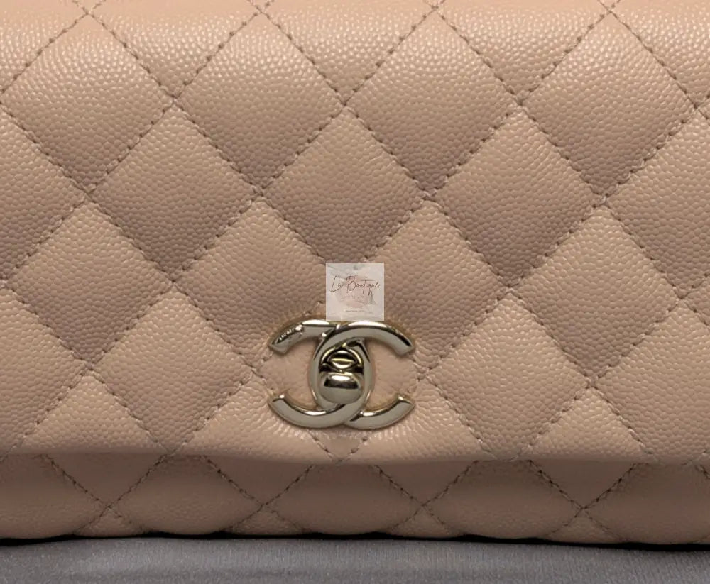 Torebka Chanel Coco Handle mini pink beige/gold hdw caviar