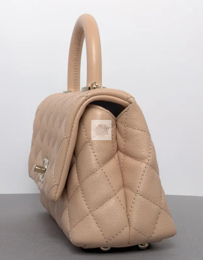 Torebka Chanel Coco Handle mini pink beige/gold hdw caviar