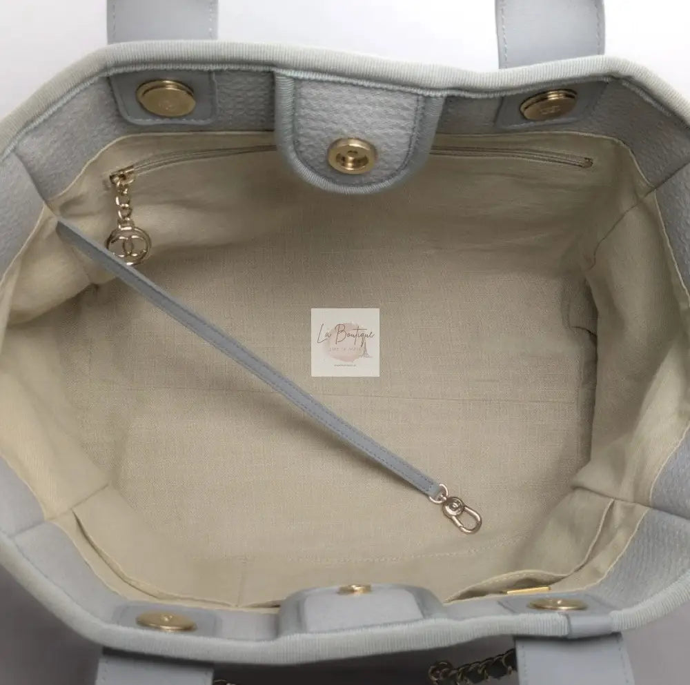 Torebka Chanel Deauville Shopping Tote 23B Grey Canvas/Light Gold