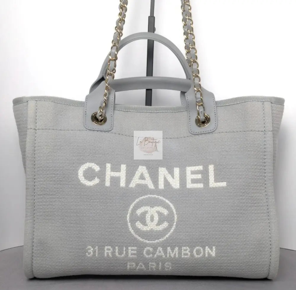 Torebka Chanel Deauville Shopping Tote 23B Grey Canvas/Light Gold