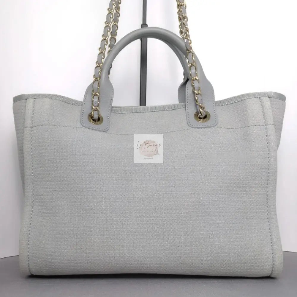 Torebka Chanel Deauville Shopping Tote 23B Grey Canvas/Light Gold