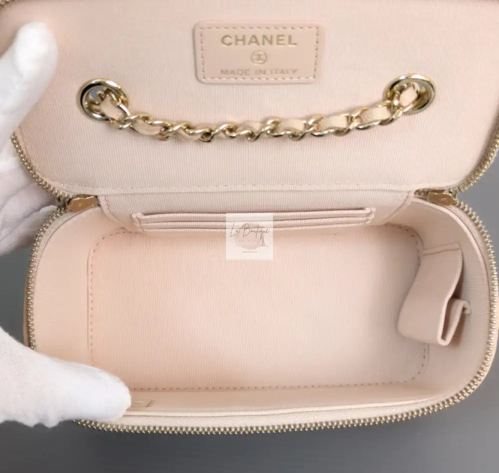 Torebka Chanel Vanity Bag with Chain Beige Caviar Light Gold Hardware 2021