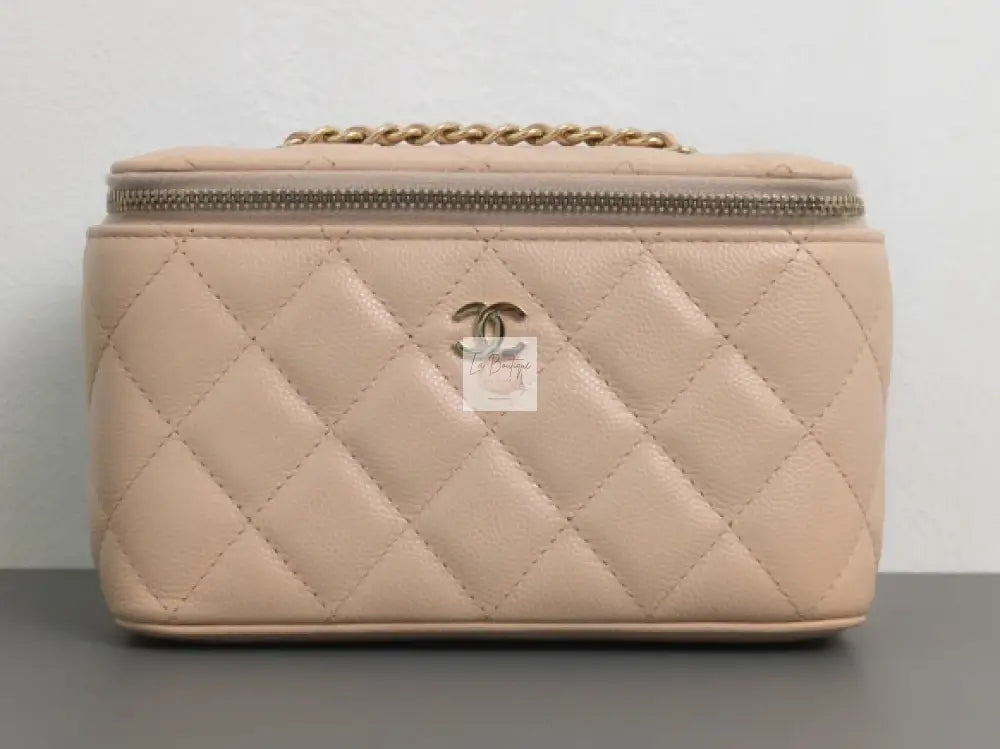 Torebka Chanel Vanity Bag with Chain Beige Caviar Light Gold Hardware 2021