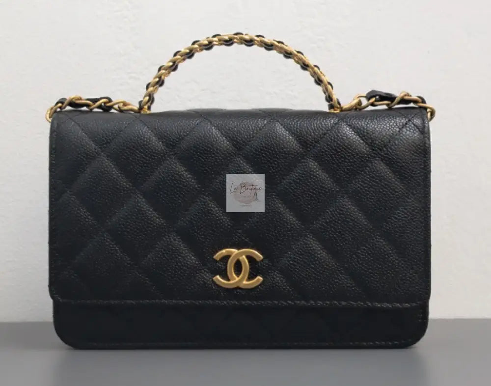 Torebka Chanel WOC With Top Handle | 22S Black Caviar Brushed Gold Hardware 2022
