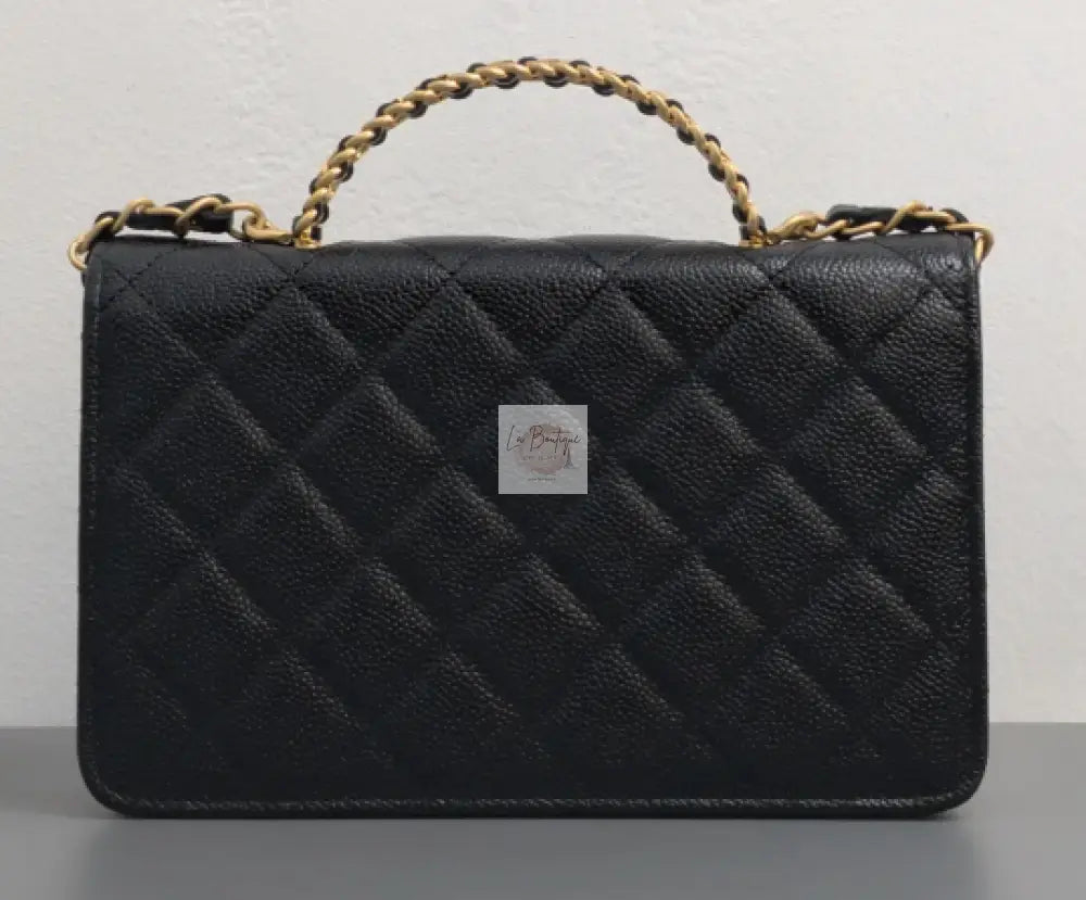 Torebka Chanel WOC With Top Handle | 22S Black Caviar Brushed Gold Hardware 2022