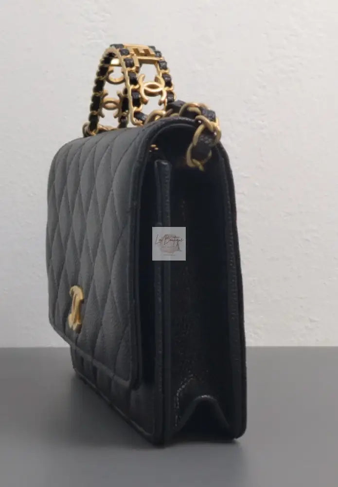 Torebka Chanel WOC With Top Handle | 22S Black Caviar Brushed Gold Hardware 2022