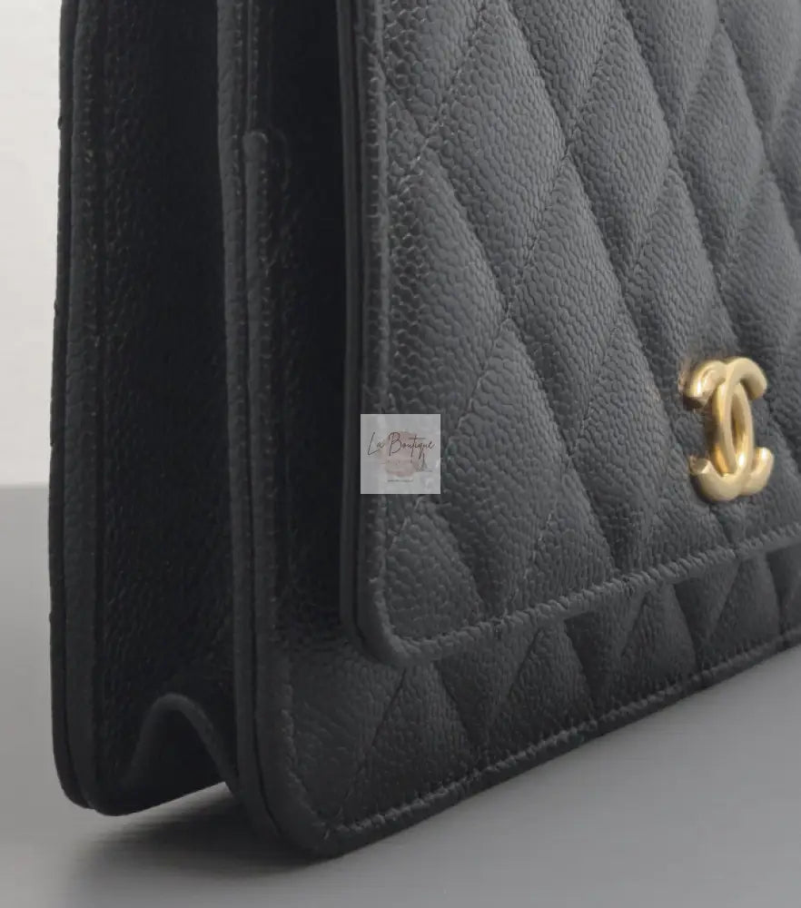 Torebka Chanel WOC With Top Handle | 22S Black Caviar Brushed Gold Hardware 2022