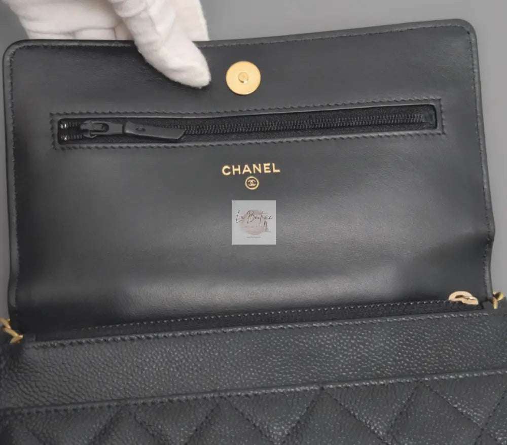 Torebka Chanel WOC With Top Handle | 22S Black Caviar Brushed Gold Hardware 2022