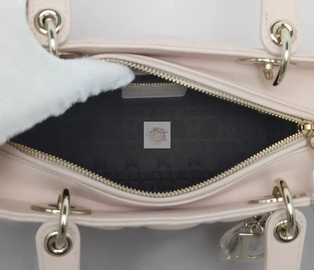 Torebka Dior Lady medium pudrowy róż jasno złoty hdw NOWA