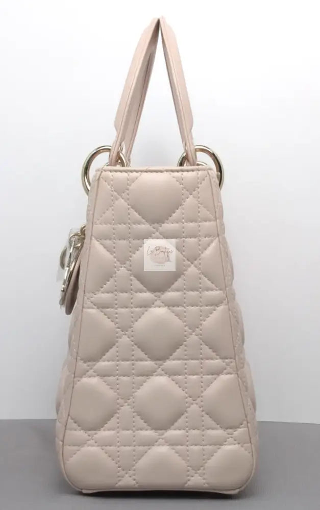 Torebka Dior Lady medium pudrowy róż jasno złoty hdw NOWA